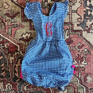 Blue Gingham Monogram “C” Bubble